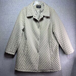 Nordic Lights Women’s XL Quilted Jacket Taupe Beige Tan Snap Front Barn Coat